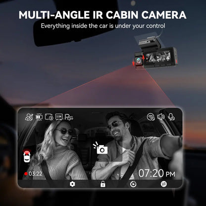 A3 3 Channel WiFi Dash Cam Front and Rear Inside with 32G SD Card( No SD Card Option In A Better Deal ), 2.5K+1080P+1080P Car Dash Camera for CarsFront and Rear, G-Sensor, 24H Parking Mode, Car rvibe, Car VLOG